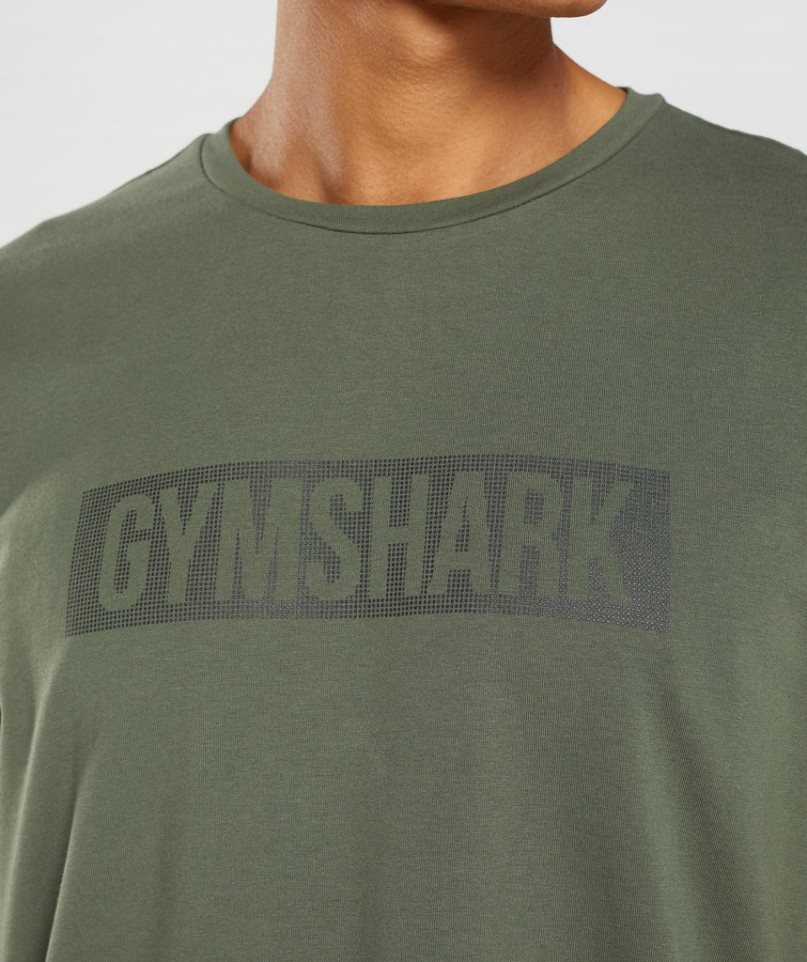 Koszulki Gymshark Block Męskie Oliwkowe | PL 659ISN